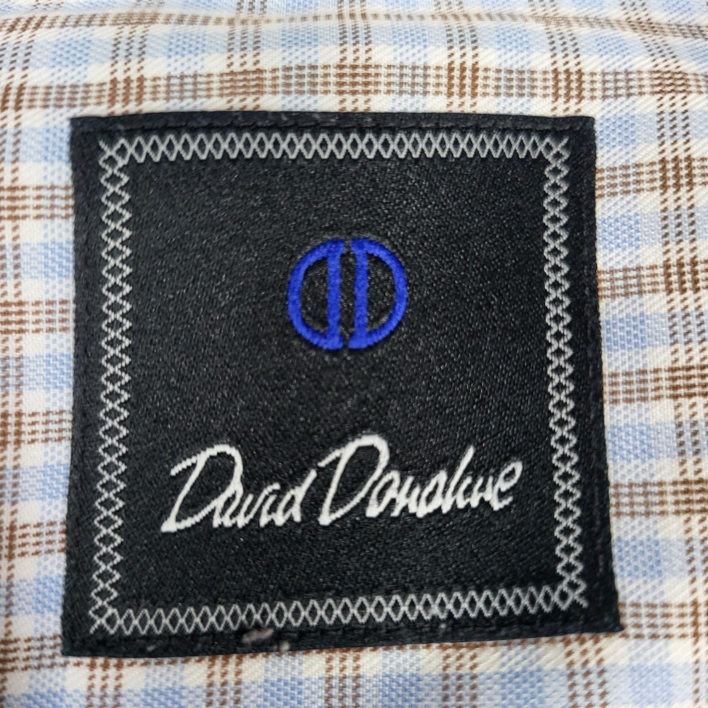 David Donahue Shirt Mens 16 34/35 Blue Check Classic Fit Dress Long Sleeve - Picture 2 of 7